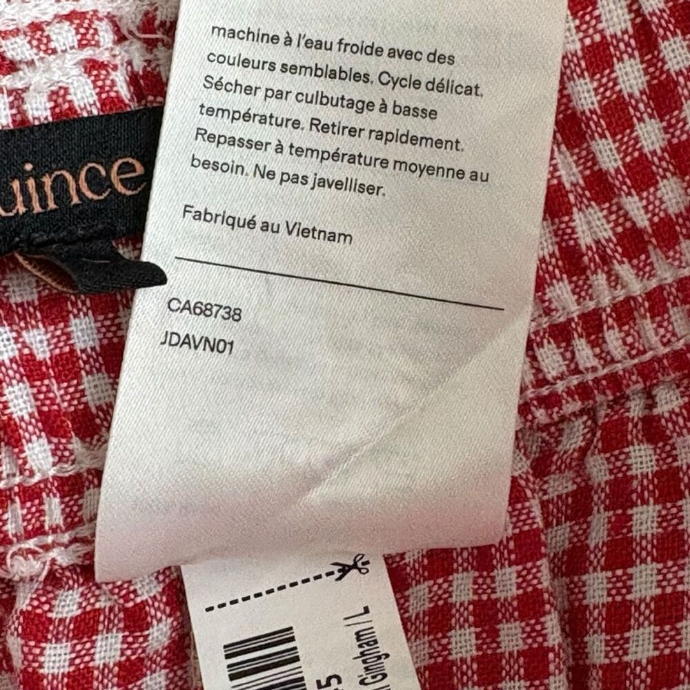 Quince European Linen High Waist Shorts Size Large Red & White Classic Gingham - Picture 6 of 8